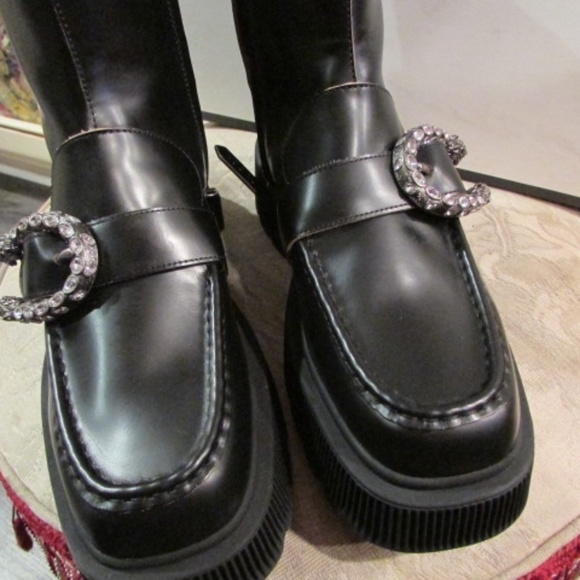 Gucci women's above ankle leather zipper platform boots Sz 39.5 - Picture 5 of 16